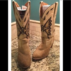 Miss Capezio Tan Butterfly Cowboy Boots Western 8